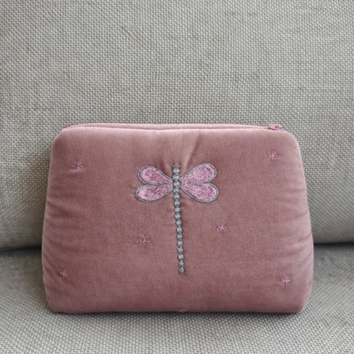 Dragonfly embroidered velvet bag/VN01.3