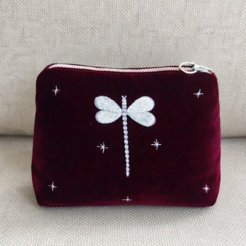 Dragonfly embroidered velvet bag/VN01.5