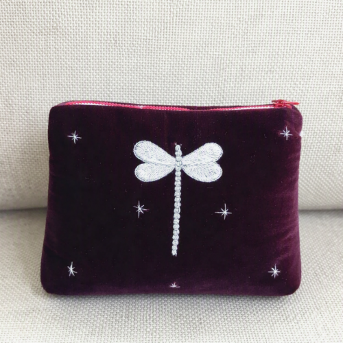 Dragonfly embroidered velvet bag/VN01.6