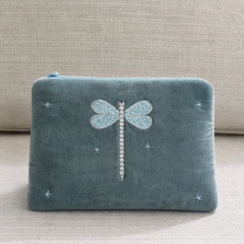 Dragonfly embroidered velvet bag/VN01.4