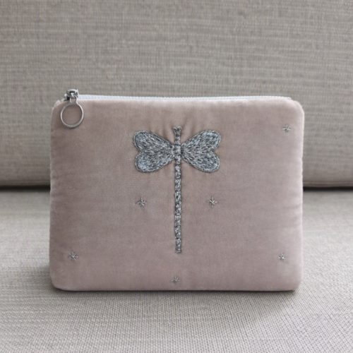 Dragonfly embroidered velvet bag/VN01.6