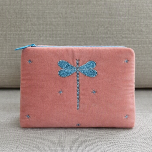 Dragonfly embroidered velvet bag/VN01.8