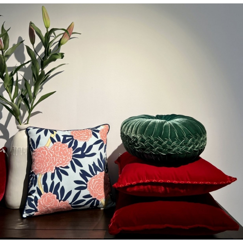 Blue Pink flower pillow/GH01