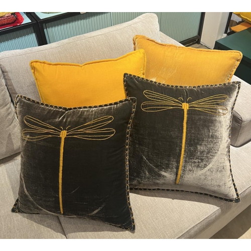 Black Dragonfly embroidered pillow/GT019