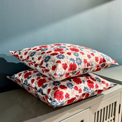 Red and Blue flowers pillow/GH01