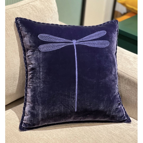 Blue Dragonfly embroidered pillow/GT019